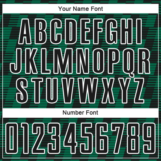 Benutzerdefiniertes schwarzes Kelly Green-White Line Sublimation Fußballuniform-Trikot Benutzerdefiniertes schwarzes Kelly Green-White Line Sublimation Fußballuniform-Trikot