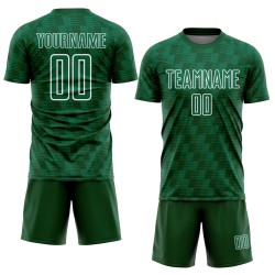 Benutzerdefiniertes Kelly Green Grün-Weiß-Linien-Sublimations-Fußballtrikot Benutzerdefiniertes Kelly Green Grün-Weiß-Linien-Sublimations-Fußballtrikot