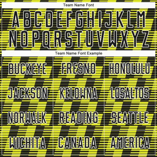 Benutzerdefiniertes Sublimations-Fußballtrikot in Schwarz und Neongelb mit weißer Linie Benutzerdefiniertes Sublimations-Fußballtrikot in Schwarz und Neongelb mit weißer Linie