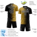 Benutzerdefinierte schwarz alt gold-weiß Gradienten Linie Sublimation Fußball Uniform Trikot Benutzerdefinierte schwarz alt gold-weiß Gradienten Linie Sublimation Fußball Uniform Trikot