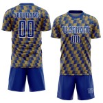 Benutzerdefiniertes Royal Old Gold-White Line Sublimation Fußballuniform-Trikot