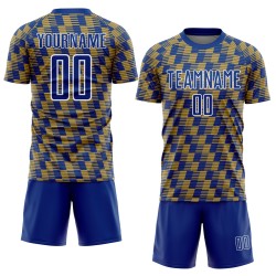 Benutzerdefiniertes Royal Old Gold-White Line Sublimation Fußballuniform-Trikot