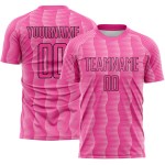 Benutzerdefiniertes rosa hellrosa-schwarzes geometrisches Sublimations-Fußballuniformtrikot