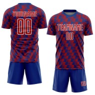 Benutzerdefiniertes Sublimations-Fußballtrikot der Royal Red-White Line