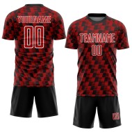 Benutzerdefiniertes schwarz-rot-weißes Sublimations-Fußballtrikot