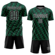 Benutzerdefiniertes schwarzes Kelly Green-White Line Sublimation Fußballuniform-Trikot