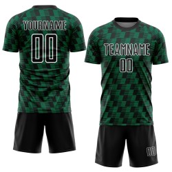 Benutzerdefiniertes schwarzes Kelly Green-White Line Sublimation Fußballuniform-Trikot Benutzerdefiniertes schwarzes Kelly Green-White Line Sublimation Fußballuniform-Trikot
