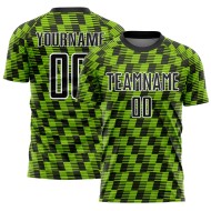 Benutzerdefiniertes schwarz-neongrün-weißes Sublimations-Fußballtrikot