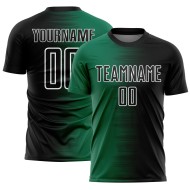 Benutzerdefiniertes schwarzes Kelly Green-White Gradient Line Sublimation Fußballuniformtrikot
