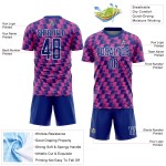 Benutzerdefiniertes Royal Pink-White Line Sublimation Fußballuniform-Trikot
