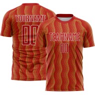 Benutzerdefiniertes rot-altgold-weißes geometrisches Sublimations-Fußballtrikot
